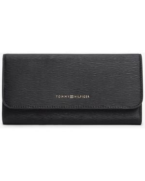 Tommy Hilfiger Metallic Logo Textured Flap Wallet - Grey