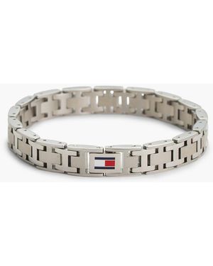 Tommy Hilfiger Bracelet À Maillons En Acier Inoxydable À Drapeau - Blanc