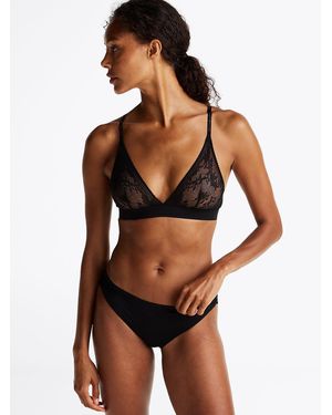 Tommy Hilfiger Lace Trim Logo Waistband Briefs - Black