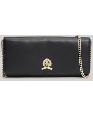Tommy Hilfiger Chain Strap Leather Clutch - Black