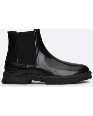 Tommy Hilfiger Patent Leather Warm Lined Chelsea Boots - Black