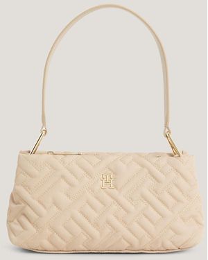 Tommy Hilfiger Th Soft Quilted Monogram Shoulder Bag - Natural