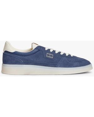 Tommy Hilfiger The Greenwich Metallic Logo Suede Trainers - Blue