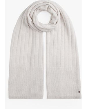 Tommy Hilfiger Hilfiger Flag Fluffy Scarf With Wool - White