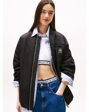 Tommy Hilfiger Relaxed Longline Bomber Jacket - Black