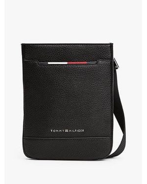 Tommy Hilfiger Genarbte Crossbody-Tasche Mit Metall-Logo - Schwarz
