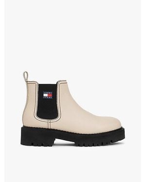 Tommy Hilfiger Leren Chelsea Boot Met Profielzool En Logo - Wit