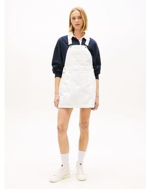 Tommy Hilfiger Logo Pocket Mini Denim Dungaree Dress - Blue