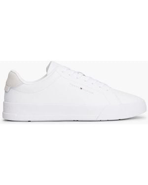 Tommy Hilfiger Logo Court Trainers With Leather - White