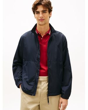 Tommy Hilfiger Water Resistant Tonal Logo Zip-Thru Jacket - Blue