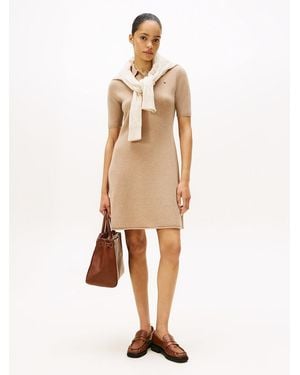 Tommy Hilfiger Soft Wool Fit And Flare Mini Dress - Natural