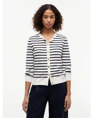 Tommy Hilfiger Fine Knit Jersey Crew Neck Cardigan - White