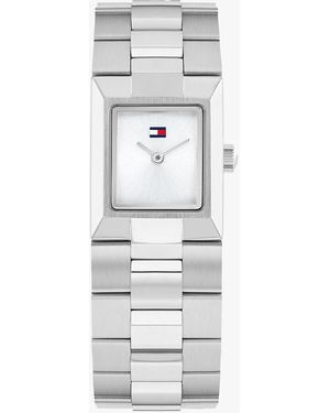 Tommy Hilfiger Montre En Acier Inoxydable À Cadran Carré - Blanc