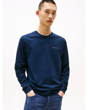 Tommy Hilfiger Linear Logo Slim Long-sleeve T-shirt - Blue