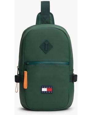Tommy Hilfiger Zaino Monospalla Con Logo Gommato - Verde