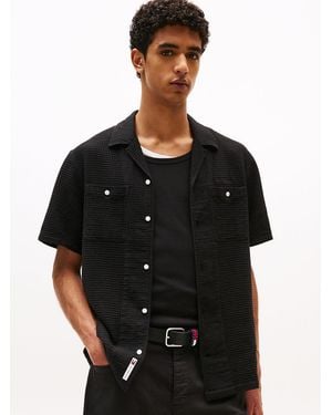 Tommy Hilfiger Waffle Knit Regular Fit Short Sleeve Shirt - Black