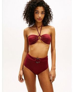 Tommy Hilfiger Parte Superior De Bikini Bandeau Con Anilla - Rojo