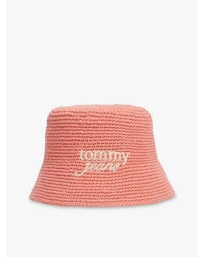 Tommy Hilfiger Gorro De Pescador De Croché Con Logo Bordado - Rojo