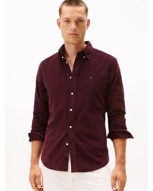 Tommy Hilfiger Regular Fit Flag Embroidery Corduroy Shirt - Red