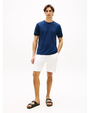 Tommy Hilfiger Flag Embroidery Towelling Sweat Shorts - Blue