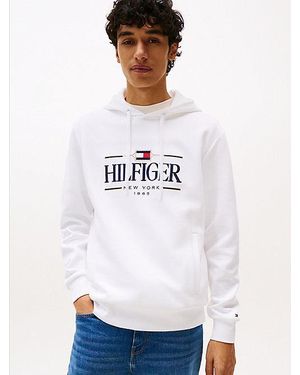 Tommy Hilfiger Sudadera Con Capucha Y Logo Tonal Bordado - Blanco