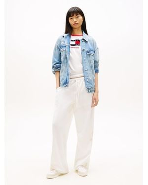 Tommy Hilfiger Broderie Anglaise Drawstring Trousers With Linen - Blue