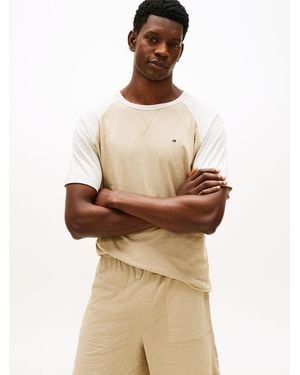 Tommy Hilfiger Textured Raglan Sleeve Lounge T-Shirt - Natural