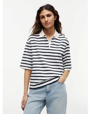 Tommy Hilfiger Relaxed Fit Interlock Knit Polo Shirt - Blue