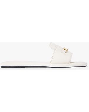 Tommy Hilfiger Th Monogram Horsebit Flat Leather Mules - Natural