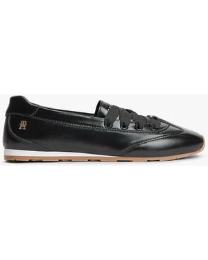 Tommy Hilfiger Th Monogram Leather Ballet Trainers - White