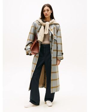 Tommy Hilfiger Lightweight Check Relaxed Trench Coat - Multicolour
