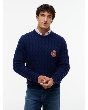 Tommy Hilfiger Trui Van Wolmix Met Embleem - Blauw