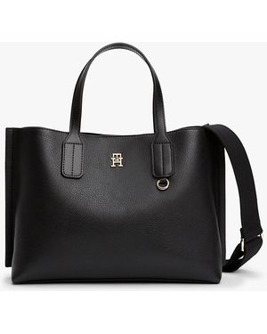 Tommy Hilfiger Cabas À Plaque Monogramme Th - Noir