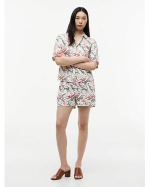 Tommy Hilfiger Flag Embroidery Pure Linen Shorts - Natural