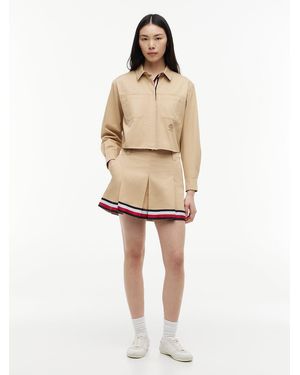 Tommy Hilfiger Global Stripe Tape Pleated Mini Skirt - Natural