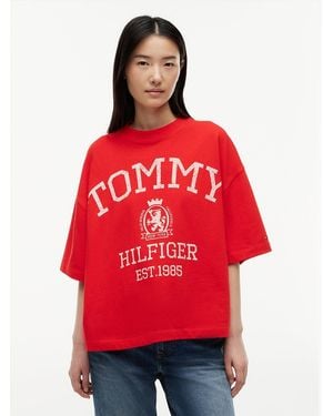 Tommy Hilfiger Crest Relaxed Oversized T-Shirt - Red