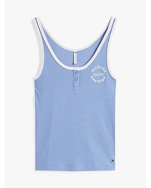 Tommy Hilfiger Geripptes Slim Fit Lounge-Tanktop - Blau