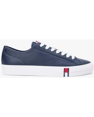 Tommy Hilfiger Archive Flag Stripe Leather Trainers - Blue
