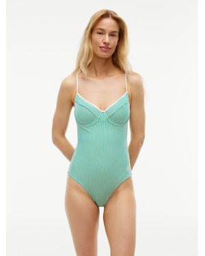 Tommy Hilfiger Essential Seersucker Demi Cup Swimsuit - Orange