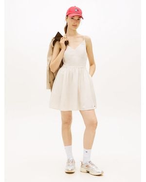 Tommy Hilfiger Extra Slim Linen Blend Mini Skater Dress - White