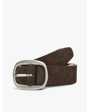 Tommy Hilfiger Tiefgeprägter Veloursledergürtel Mit Ovaler Schnalle - Braun