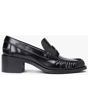Tommy Hilfiger Patent Leather Block Heel Loafers - Black
