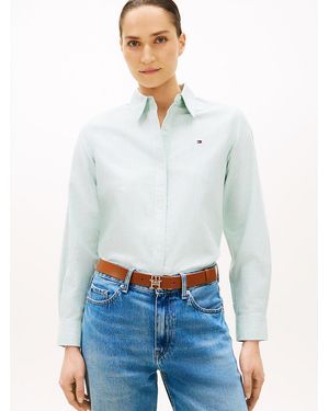 Tommy Hilfiger Relaxed Fit Flag Embroidery Oxford Shirt - White