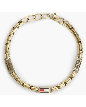 Tommy Hilfiger Bracelet À Maillons Plaqué Or Et Drapeau 3D - Métallisé