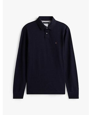Tommy Hilfiger Adaptive 1985 Langarm-Poloshirt Aus Piqué - Blau