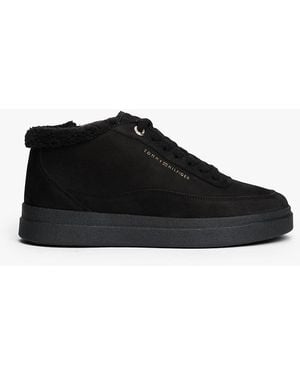Tommy Hilfiger Leather Mid-top Court Trainers - Black