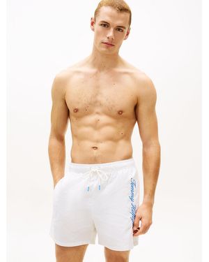 Tommy Hilfiger Ithaca Stripe Mid Length Swim Shorts - White
