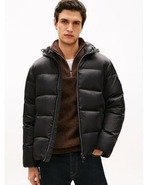 Tommy Hilfiger Th Crest Print Down Puffer Jacket - Black