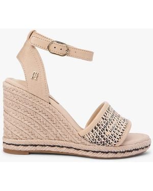 Tommy Hilfiger Raffia Strap High Wedge Espadrilles - Natural