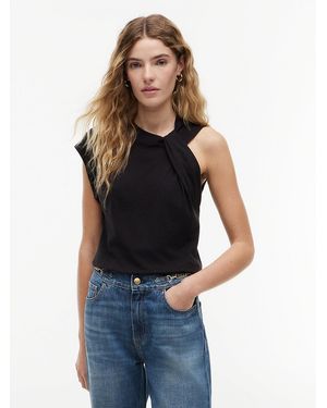 Tommy Hilfiger Knot Textured Jersey Sleeveless Top - Blue